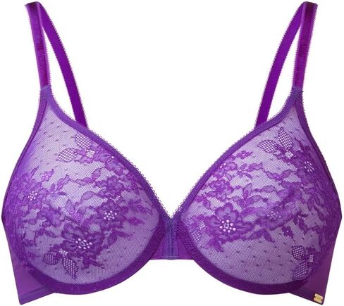 Gossard Women's Glossies Lace Sheer Bra, Purple (Ultra Violet), 34E in Saudi Arabia