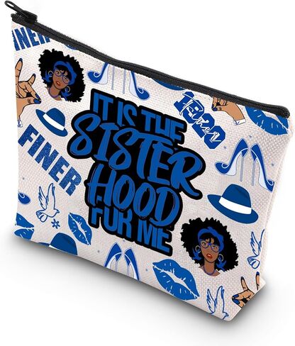 WCGXKO Sorority Gift 1920 Finer Woman Royal Blue & White Zipper Pouch Makeup Bag (FOR ME 1920 1) in Kuwait
