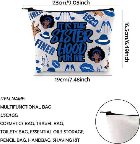 WCGXKO Sorority Gift 1920 Finer Woman Royal Blue & White Zipper Pouch Makeup Bag (FOR ME 1920 1) in Kuwait