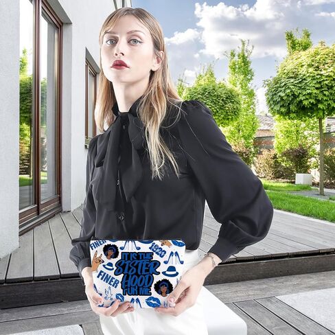 WCGXKO Sorority Gift 1920 Finer Woman Royal Blue & White Zipper Pouch Makeup Bag (FOR ME 1920 1) in Kuwait