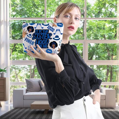 WCGXKO Sorority Gift 1920 Finer Woman Royal Blue & White Zipper Pouch Makeup Bag (FOR ME 1920 1) in Kuwait