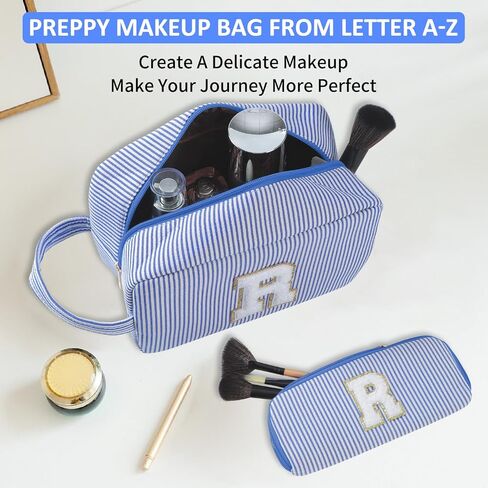 حقيبة مكياج أولية مخصصة من الألف إلى الياء، حقيبة أدوات الزينة للسفر، حقائب مكياج جاهزة للفتيات، حقيبة مستحضرات تجميل لطيفة لتنظيم المكياج، هدايا الزفاف وعيد الحب وأعياد الميلاد للنساء (بنفسجي، M) in Kuwait