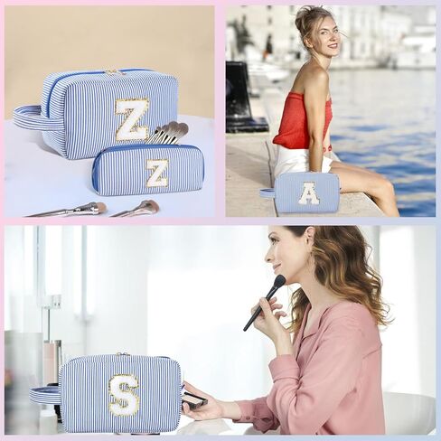 حقيبة مكياج أولية مخصصة من الألف إلى الياء، حقيبة أدوات الزينة للسفر، حقائب مكياج جاهزة للفتيات، حقيبة مستحضرات تجميل لطيفة لتنظيم المكياج، هدايا الزفاف وعيد الحب وأعياد الميلاد للنساء (بنفسجي، M) in Kuwait