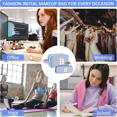 حقيبة مكياج أولية مخصصة من الألف إلى الياء، حقيبة أدوات الزينة للسفر، حقائب مكياج جاهزة للفتيات، حقيبة مستحضرات تجميل لطيفة لتنظيم المكياج، هدايا الزفاف وعيد الحب وأعياد الميلاد للنساء (بنفسجي، M) in Kuwait
