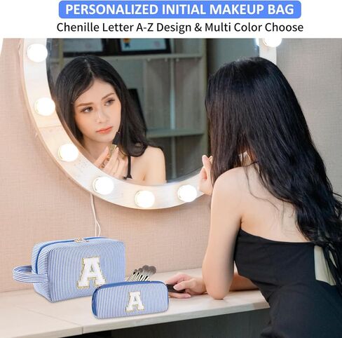 حقيبة مكياج أولية مخصصة من الألف إلى الياء، حقيبة أدوات الزينة للسفر، حقائب مكياج جاهزة للفتيات، حقيبة مستحضرات تجميل لطيفة لتنظيم المكياج، هدايا الزفاف وعيد الحب وأعياد الميلاد للنساء (بنفسجي، M) in Kuwait