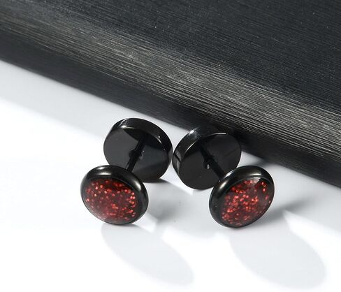 VOLUKA Titanium Screw Flat Back Earrings Hypoallergenic for Sensitive Ears Barbell in Kuwait