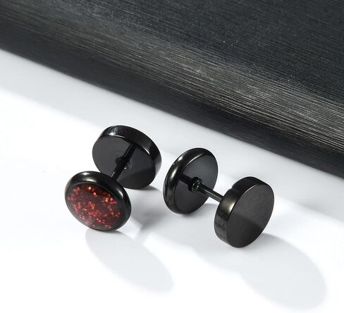 VOLUKA Titanium Screw Flat Back Earrings Hypoallergenic for Sensitive Ears Barbell in Kuwait