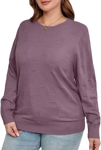 MONNURO Plus Size Sweaters for Womens Fashion Knit Long Sleeve Pullover Fall Tops Casual Shirts in Saudi Arabia
