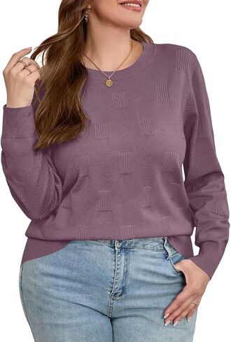 MONNURO Plus Size Sweaters for Womens Fashion Knit Long Sleeve Pullover Fall Tops Casual Shirts in Saudi Arabia