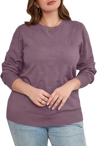 MONNURO Plus Size Sweaters for Womens Fashion Knit Long Sleeve Pullover Fall Tops Casual Shirts in Saudi Arabia