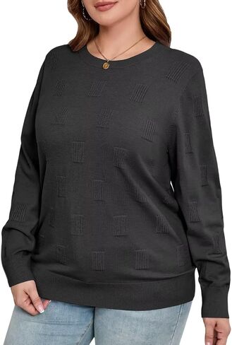 MONNURO Plus Size Sweaters for Womens Fashion Knit Long Sleeve Pullover Fall Tops Casual Shirts in Saudi Arabia