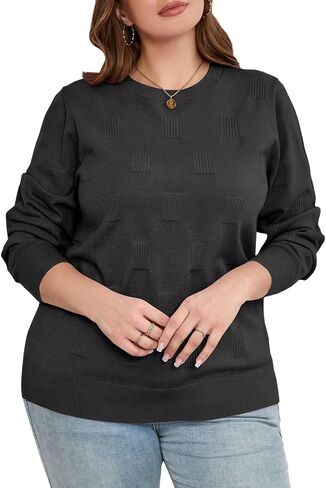 MONNURO Plus Size Sweaters for Womens Fashion Knit Long Sleeve Pullover Fall Tops Casual Shirts in Saudi Arabia