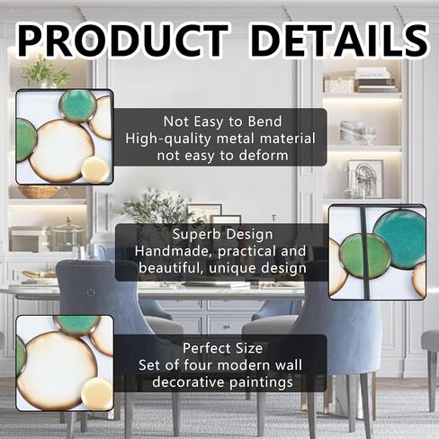 HAVFIFK 4 Pack Green Abstract Metal Wall Art, Minimalist Décor Rounded Art Wall Décor, 3D Textured Metal Wall Sculptures, Wall Art Decor for Living Room Bedroom Bathroom Study Room in Saudi Arabia