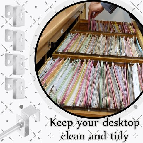 12 Pcs Metal Hanging File Bracket Clips Set 8 Pcs Hanging File Rail Clip 4 Pcs File Cabinet Rails Fits 1/2" Drawer Side Hanging File Folder Frame File Hangers for File Cabinets Storage in Kuwait