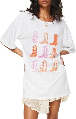 Oversized Graphic Tee Tops for Women Y2K Cute Print Short Sleeve Loose Tshirts Casual Baggy Aesthetic Streetwear in Kuwait