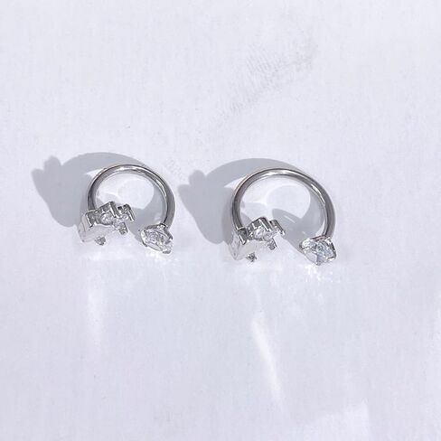 Dainty Cat Paw Print Horseshoe Lip Ring Stainless Steel Crystal Dog Puppy Kitten Animal Pet Solitaire CZ Conch Monroe Cartilage Daith Helix Studs Earrings Cute Body Piercing Jewelry Christmas Gifts 8mm/10mm in Saudi Arabia
