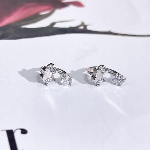 Dainty Cat Paw Print Horseshoe Lip Ring Stainless Steel Crystal Dog Puppy Kitten Animal Pet Solitaire CZ Conch Monroe Cartilage Daith Helix Studs Earrings Cute Body Piercing Jewelry Christmas Gifts 8mm/10mm in Saudi Arabia