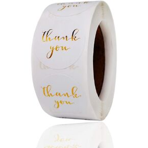 1" Thank You Stickers, Gold Foil Font Thank You Stickers Roll for Bubble Mailers, Packaging Bags, Boxes, Envelopes, Gifts Wraps for Sealing and Decoration, 500 Labels Per Roll…