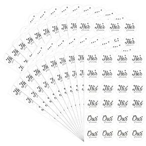 Teling 480 Pcs His Her Our Favorite Stickers 1.6'' for Wedding Candy Envelope Party Guest Gift His Her Favorite Stickers Labels White and Black Wedding Favor