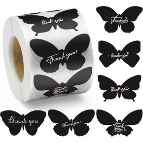 BunneDany 600 Pcs Holographic Butterfly Thank You Stickers, Roll of 6 Designs Rainbow Foil Adhesive Labels for Small Business Envelope Seals Gift Cards Tags Handmade Crafts Wedding Party Favors, 1.5’’ in Kuwait