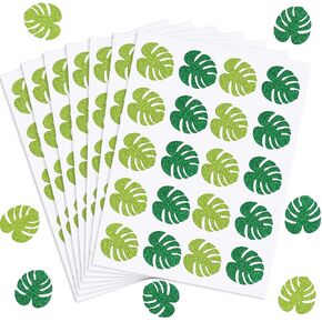 Whaline 500Pcs Summer Monstera Leaves Stickers Glitter Green Tropical Plant Seal Stickers Summer Leaf Self-Adhesive Labels for Greeting Invitation Cards Envelope Sealing Gift Wrapping Supplies