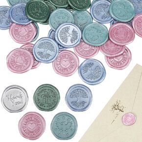 Ciieeo Wax Seal Stickers 50Pcs Envelope Seal Stickers Wedding Invitation Envelope Seals Pre-Made from Real Wax for Valentines Day Birthday Bridal Shower Party