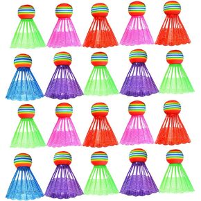 Veemoon Badminton Shuttlecocks Colorful Shuttles Birdies Balls 20pcs for Kids Adult Indoor Outdoor Exercise Training Accessories Random Color