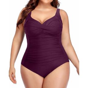Yonique Women Plus Size One Piece Swimsuits Tummy Control Bathing Suits Twist Front Ruched Swimwear