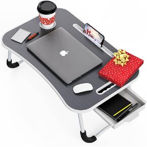 Foldable Standing Laptop Desk/Bed Tray for Dinner, Reading, TV, Eating, Breakfast, Portable Table for Bed and Couch (Gray)