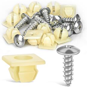 GOOACC License Plate Screw Kit, Stainless Steel Screws with Nylon Nuts for Fastening Front and Back License Plates on Cars, SUVs, Trucks 3907444 15614745 4755299 (Set of 10)