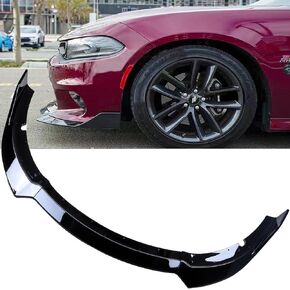 3pcs Front Bumper Lip Spoiler Kit Compatible with Dodge Charger 2015 16 17 18 19 20 21 2022 23 SRT Gloss Black Valance Fascia Cover Guard Protection Conversion