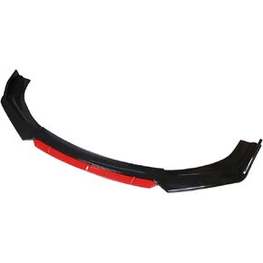 labwork 4 Pieces Universal Car Front Bumper Lip Spoiler Splitter Body Kit Bright Black Red Tongue