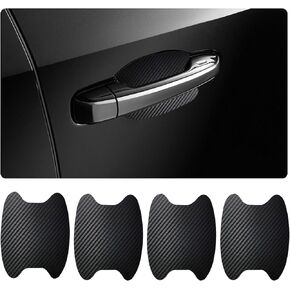 4PCS Car Door Handle Sticker, Non-Marking Carbon Fiber Auto Door Handle Protective Films, Anti-Scratch Automotive Door Cup Protector, Universal Vehicle Decor Accessories (Black)