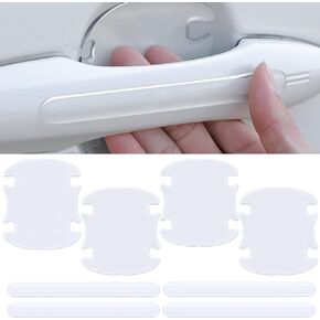 8Pcs 3D Transparent Car Door Bowl Scratch Protector, Car Door Handle Protector Accessories Clear Door Bowl Paint Protection Film Waterproof Anti-Scratch Stickers Covers for Most Models