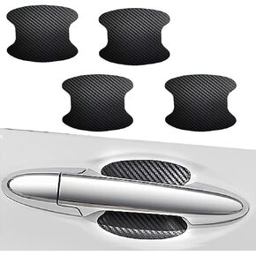 Pack-8 Car Door Protection Kit, Door Handle Scratch-Proof Stickers, Carbon Fiber Door Bowl Protector, Universal for Most Cars, Trucks and Vans (Black)