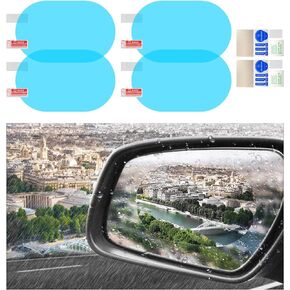 Ziciner 4 PCS Car Rearview Mirror Waterproof Film, Anti Fog Glare Car Rear View Mirror HD Nano Clear Safe Driving Sticker, Protective Film for Car Rearview Mirror & Side Window (5.31×3.74 inch)