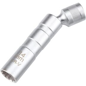 AUCELI Magnetic Spark Plug Socket, 14mm Thin Walled Swivel Socket Removal Tool, 3.8 Inch Universal Standard Spark Plug Socket Set with Magnetic Design, Car Accessories for Most Vehicles (0.55")