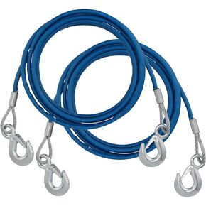 2 PCS 3/8 Inch x 13Ft Heavy Duty Tow Cable, Steel Wire Rope with Hook, Winch Cable with PVC Casing for Towing Truck, Wrecker, Crane, 11023 Lbs Breaking Strength, Blue