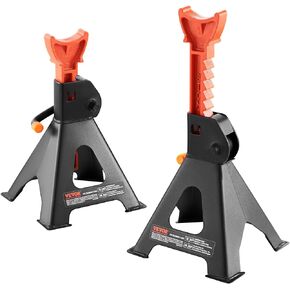 VEVOR Jack Stands, 3 Ton (6,000 lbs) Capacity Car Jack Stands, 10.8-16.3 inch Adjustable Height, for Lifting SUV, Pickup Truck, Car and UTV/ATV, Red, 1 Pair