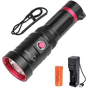 Junchi XHP70 Diving Flashlight Super Bright Underwater 150M Professional LED Flashlights Scuba Dive Light,Waterproof Swimming Handheld Torch Submersible Lights for Divers