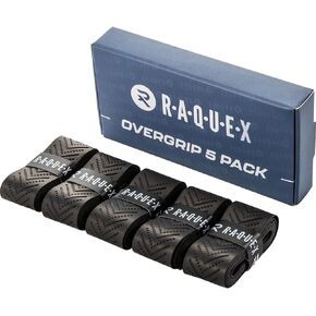 Raquex Evolve Racket Overgrip Tape - 5 Pack Multicoloured Racquet Over Grip - Anti Slip Overgrip for Tennis Racket, Badminton, Squash - Recyclable Cardboard Outer Packaging