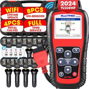 Autel MaxiTPMS TS508WF KIT [2024 Enhanced WiFi Ver. of TS508 KIT], Plus $300 8PCS 315MHz+433MHz MX-Sensor + 4PCS Metal Valves, WiFi TPMS Relearn/Program/Activate Scan Tool, Upgrade of TS508K TS601