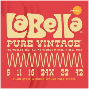 La Bella PV1046 Pure Vintage Electric Guitar Strings, Regular 10-46