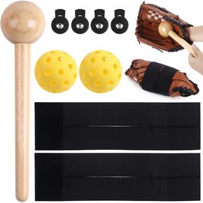 Baseball Glove Break in Kit: Softball Mitts Shaper Tool with Wood Hammer Glove Wrap Band Practice Ball Glove Lock for Catcher