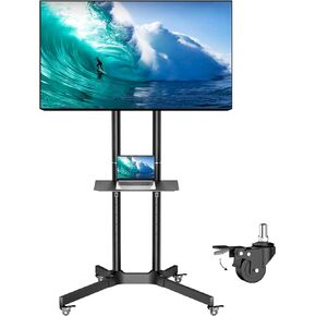 عربة تلفزيون متنقلة PPQ لشاشات LED مسطحة مقاس 32-65 بوصة/أجهزة تلفزيون منحنية يصل وزنها إلى 132 رطلاً، وحامل أرضي متدحرج مع رف قابل للتعديل للارتفاع، وحامل تلفزيون قابل للإمالة في الهواء الطلق مع عجلات قفل بحد أقصى. فيسا 600x400 ملم in Kuwait