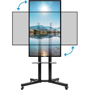 Rotating Mobile TV Cart Holds up to 110lbs,Rolling TVs Stand for 32-60 Inch, Portrait to Landscape, Heavy-Duty Floor Stand Base for Live Stream Video Conferencing Tiktok YouTube Zoom