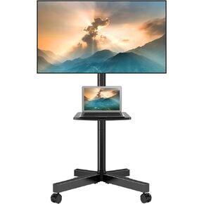 5Rcom Mobile Rolling TV Cart with Locking Wheels for 23-60 LCD LED Flat Screen/Curved Screen TVs with Max VESA 400x400mm, Adjustable Rolling Portable Floor Stand TV Trolley Holds up to 88lbs