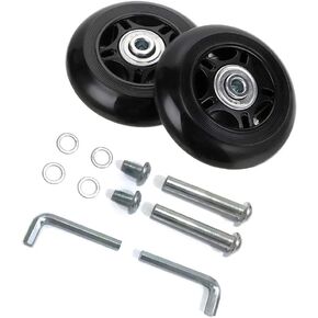 GSHFIGHTING Black Luggage Suitcase Replacement 2 Wheels Sets 75mm x 24mm x 8mm/2.95" x 0.94" x 0.31" Inline Skate Wheels Replacement Wheel with Bearings ABEC 608zz