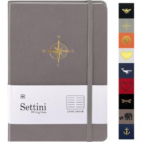 SETTINI® Black Bee Lined Journal, Elegant Hardcover Writing Notebook for Men and Women, Cute A5 Journal with Elastic Closure, Bookmark, and Inner Pocket