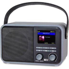 Ocean Digital WR-330 Wi-Fi Internet FM Radio Portable with Hand Strap and Passive Bass Radiator Preset Button Rechargeable Battery Bluetooth Receiver Stress Relief Relaxation 2.4" Color Display